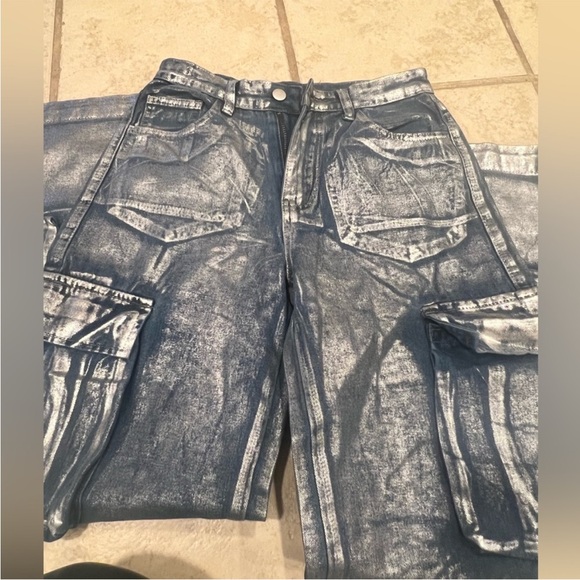 REVOLVE Blue and White Flare Jeans - Picture 1 of 2
